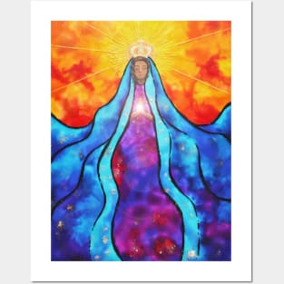 Appearred Virgin Mary Stained glass Posters and Art